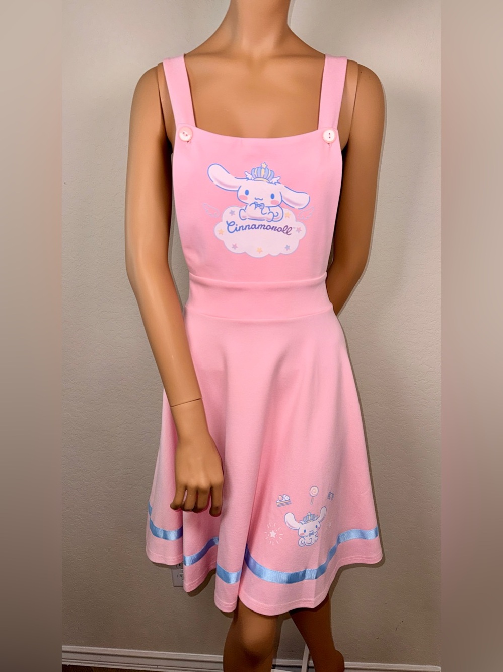 NWT JapanLA Cinnamoroll Sanrio Pink Open Back Skater Dress Large